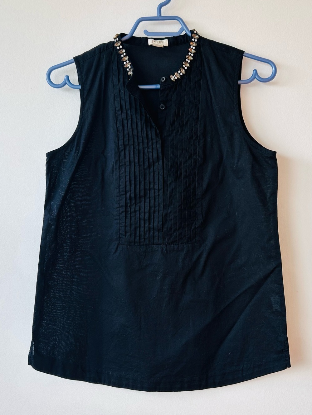 J.Crew Factory Jeweled Tuxedo Cami Black Top size 0